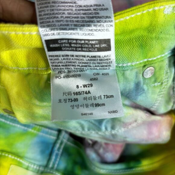 Signature by Levi Strauss Mid Rise Skinny Crop Jeans 8 Tie Dye Distressed Y2K - Picture 12 of 14
